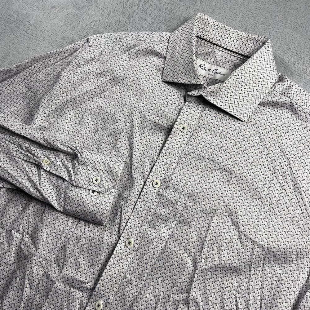 Robert Graham Abstract Long Sleeve Flip Cuff Button Down Shirt Size 16 41